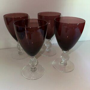 Lot of 4 Vintage Cambridge Aurora Amethyst Claret Wine Glass 5 1/4 "